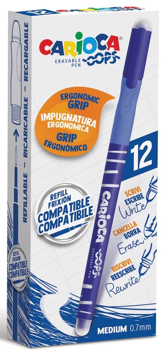 Pix erasable, 0.7mm, CARIOCA Oops - albastru