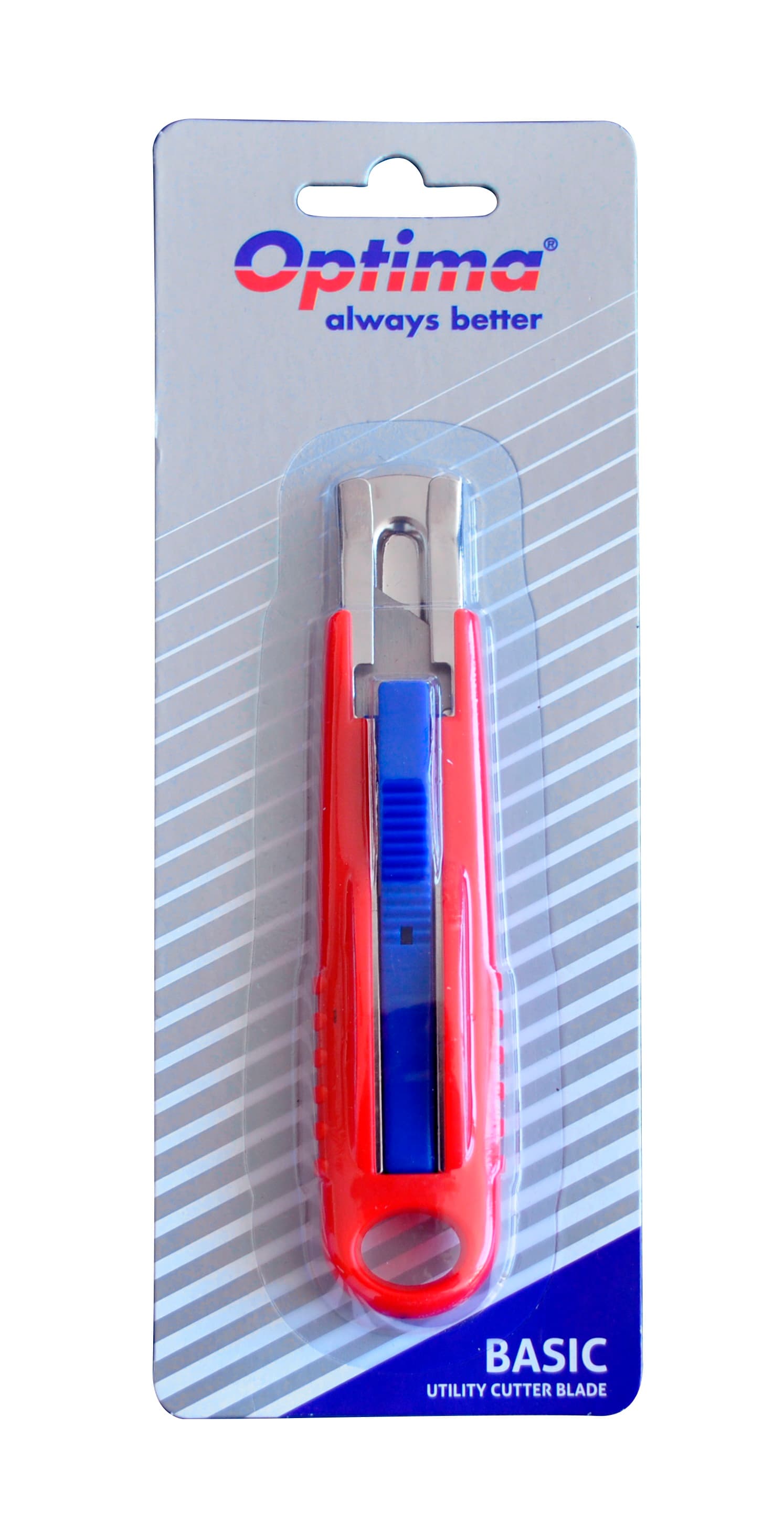 Cutter Optima Basic, lama trapezoidala SK5, auto-retractabil, sina metalica, ABS
