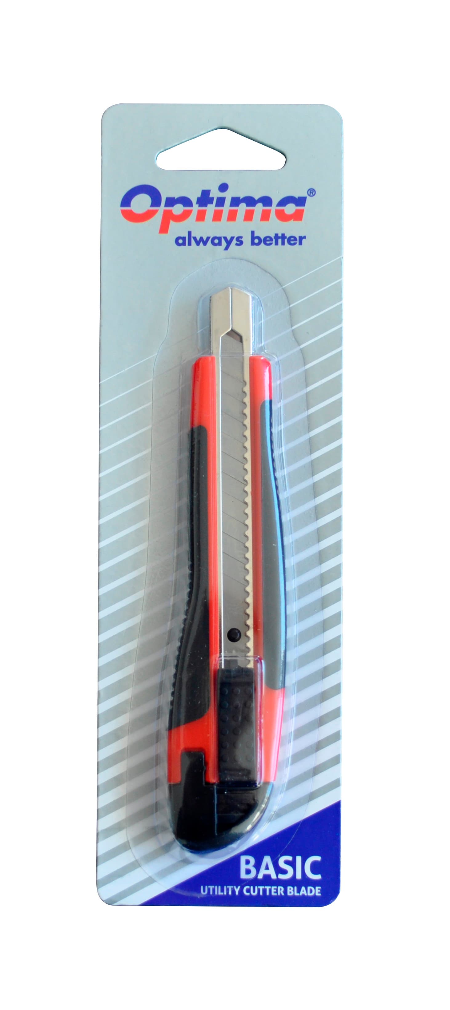 Cutter Optima Basic, lama 9mm SK7, sina metalica, ABS cu rubber grip