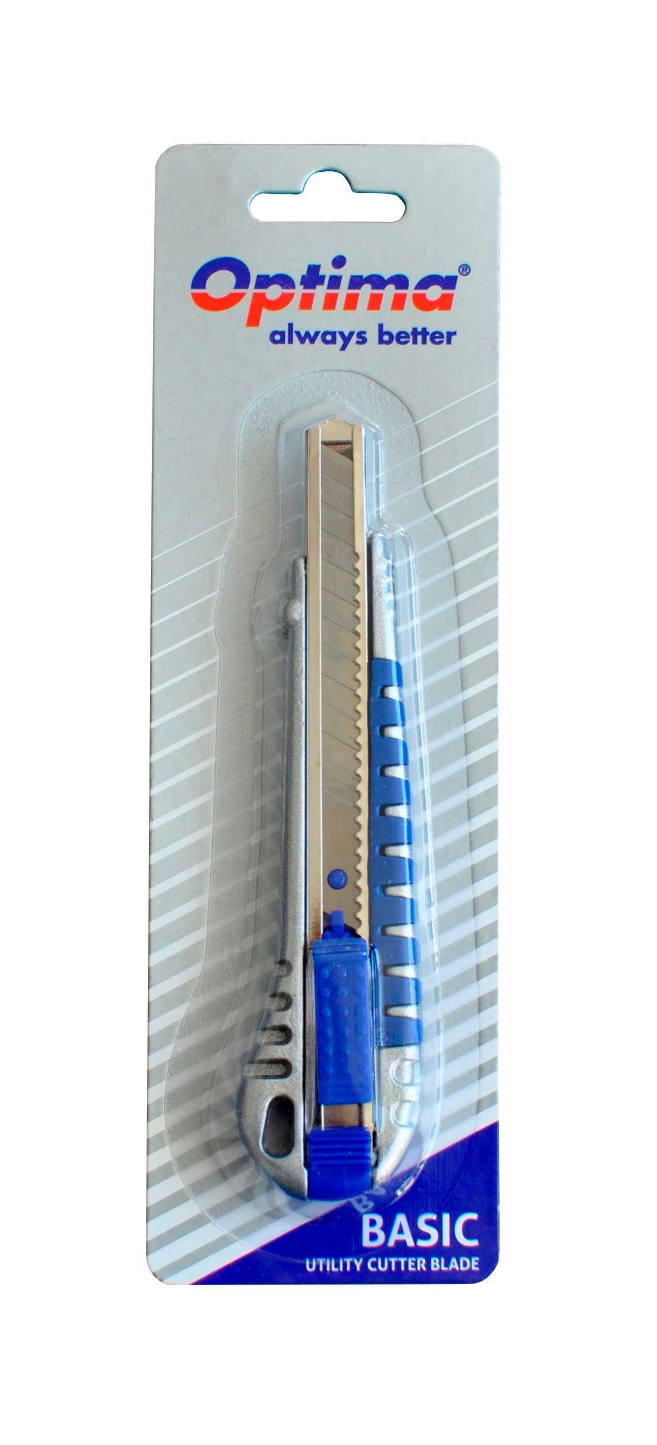 Cutter Optima Basic, lama 9mm SK5, sina metalica, aluminiu cu rubber grip