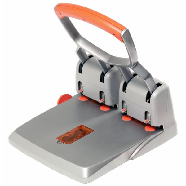 Perforator mare capacitate Rapid Supreme HDC 150, 4 perforatii, 150 coli, metalic, argintiu-orange