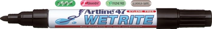 Marker ARTLINE 47, pentru suprafete umede, corp metalic, varf rotund 1.5mm - negru