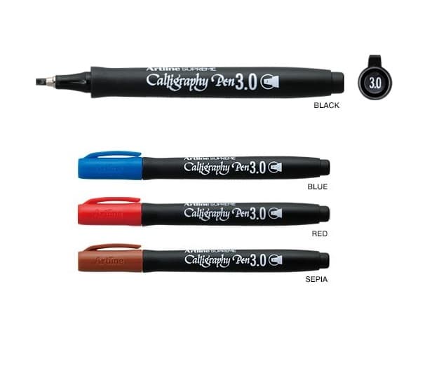 Marker ARTLINE Supreme Calligraphy, varf tesit din fetru 3.0mm - negru