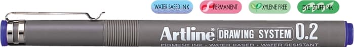 Liner pentru desen tehnic ARTLINE, varf fetru 0.2mm - albastru