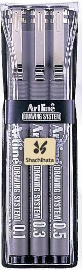 Liner pentru desen tehnic ARTLINE, varf fetru (0.1/0.3/0.5mm), 3 buc/set - negru