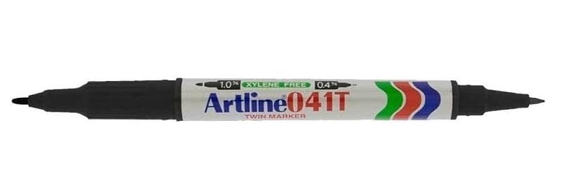Marker ARTLINE 041T, corp plastic, 2 capete, varfuri rotunde 0.4mm/1.0mm - negru