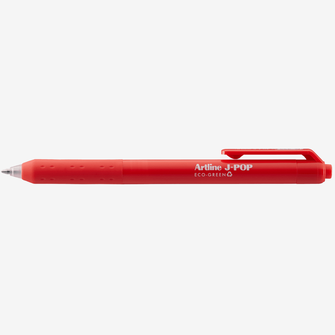 Pix cu gel ARTLINE J-Pop Eco Green, rubber grip, varf 0.7mm - rosu