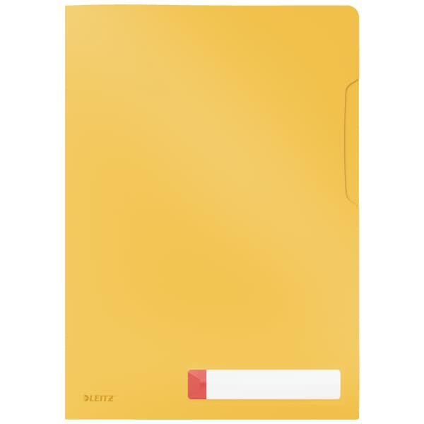 Mapa protectie LEITZ Cosy, deschidere L, PP, A4, 40 coli, cu eticheta, 3 buc/set, galben chihlimbar