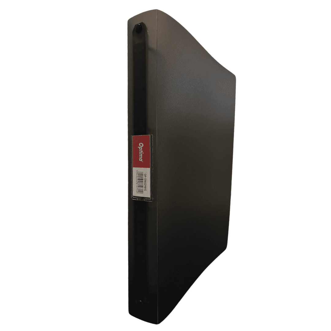 Caiet mecanic A4, 4 inele - D16mm, coperti flexibile PP, Optima Flex - negru transparent