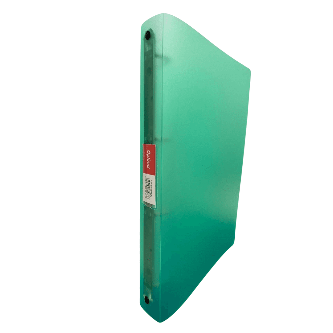 Caiet mecanic A4, 4 inele - D16mm, coperti flexibile PP, Optima Flex - verde transparent