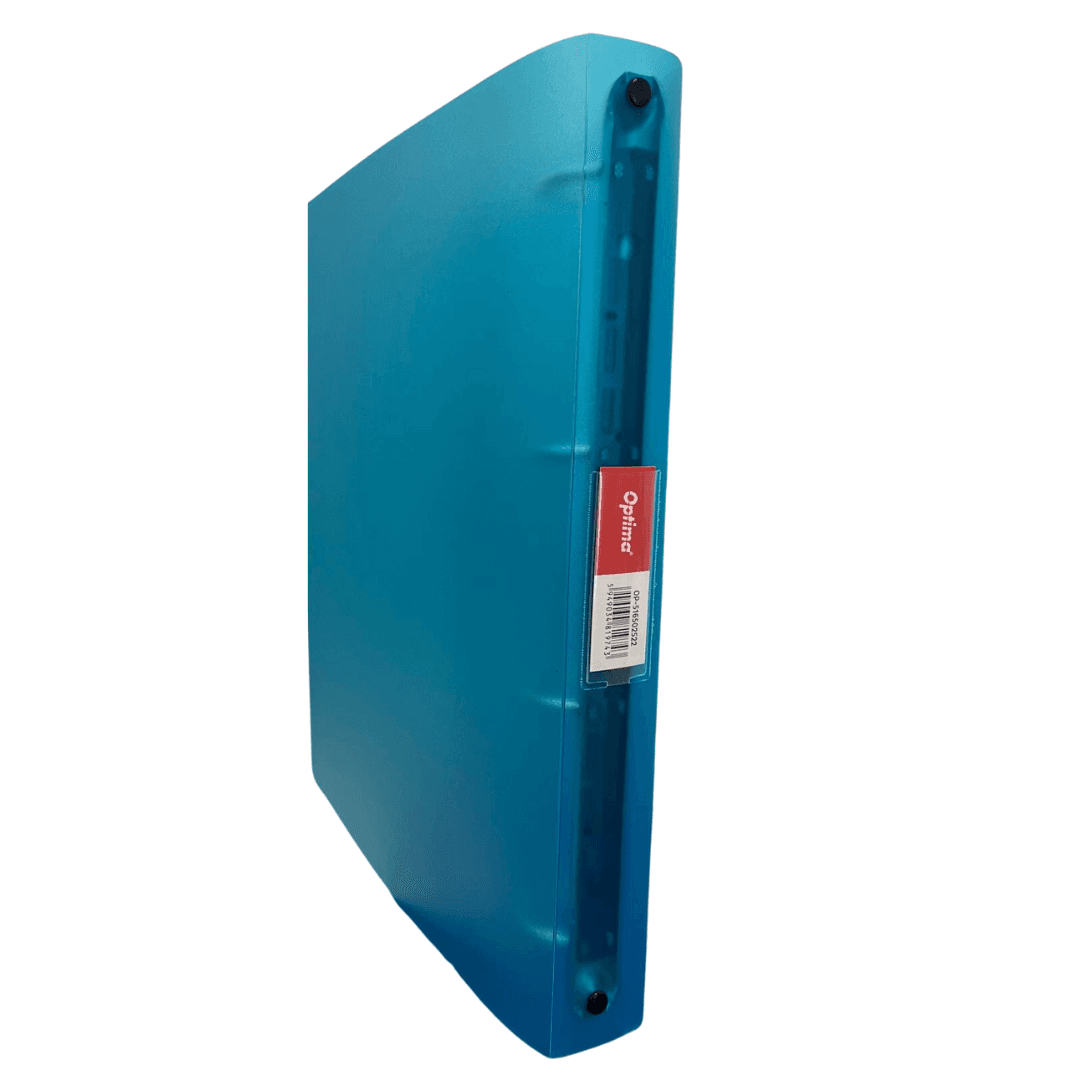 Caiet mecanic A4, 4 inele - D25mm, coperti flexibile PP, Optima Flex - albastru transparent