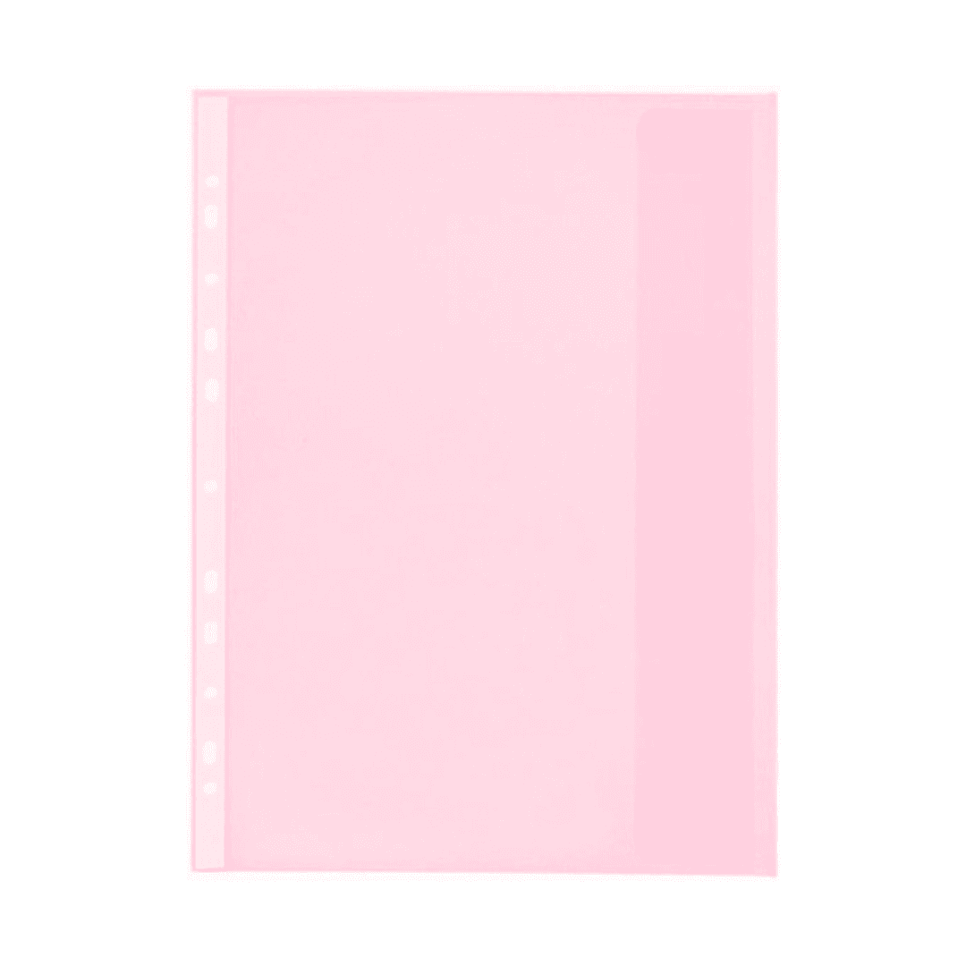 Folie protectie doc. A4, clapa laterala, inchidere cu capsa, 4/set, 200 microni, Optima -transparent