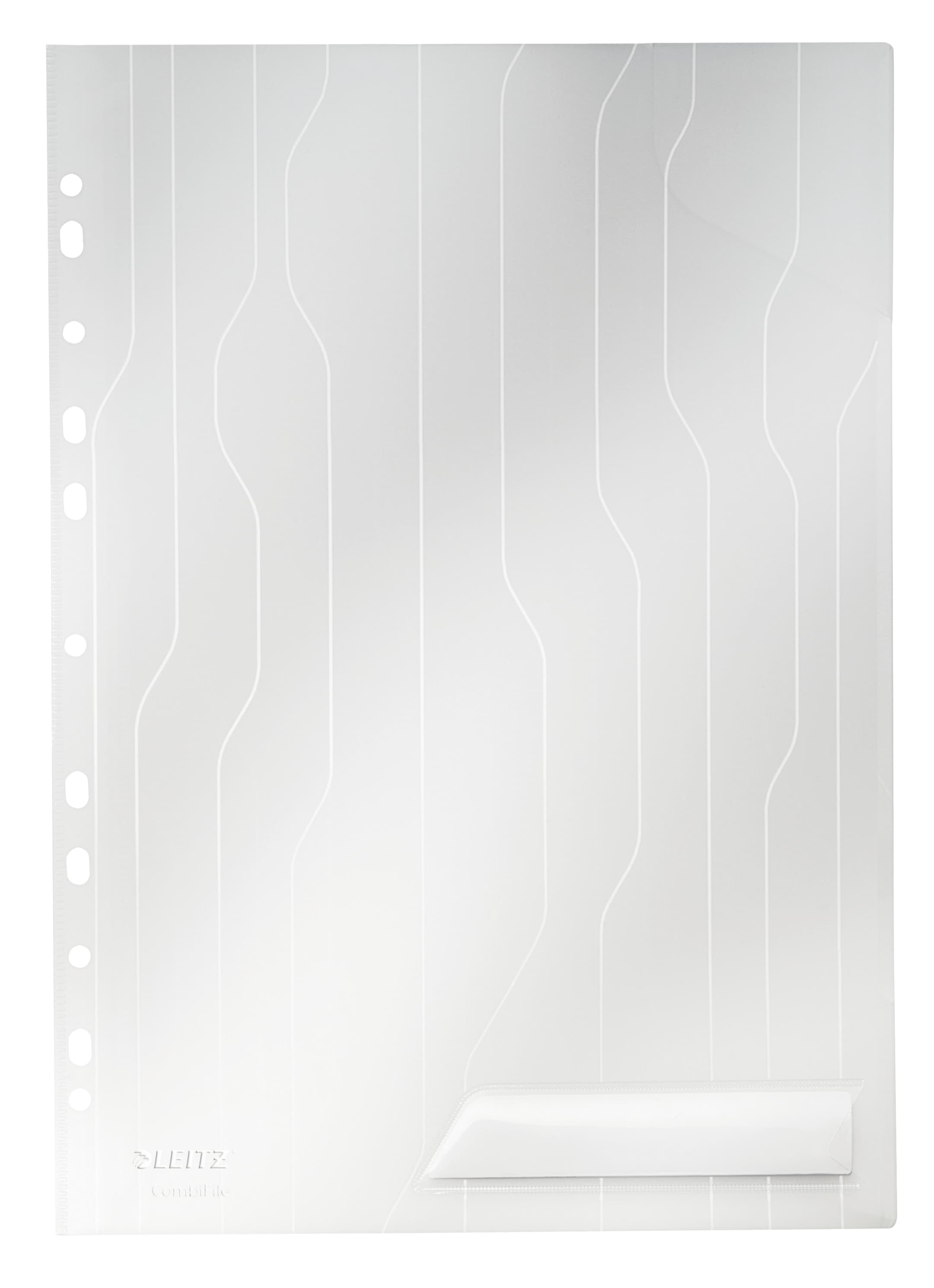 Mapa LEITZ CombiFile, cu eticheta, PP, A4, 200 mic, 40 coli, pre-perforata, 5 buc/set, transparent