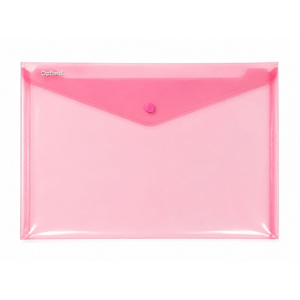 Mapa PP protectie documente DL landscape, inchidere cu capsa, 10/set, Optima - rosu transparent