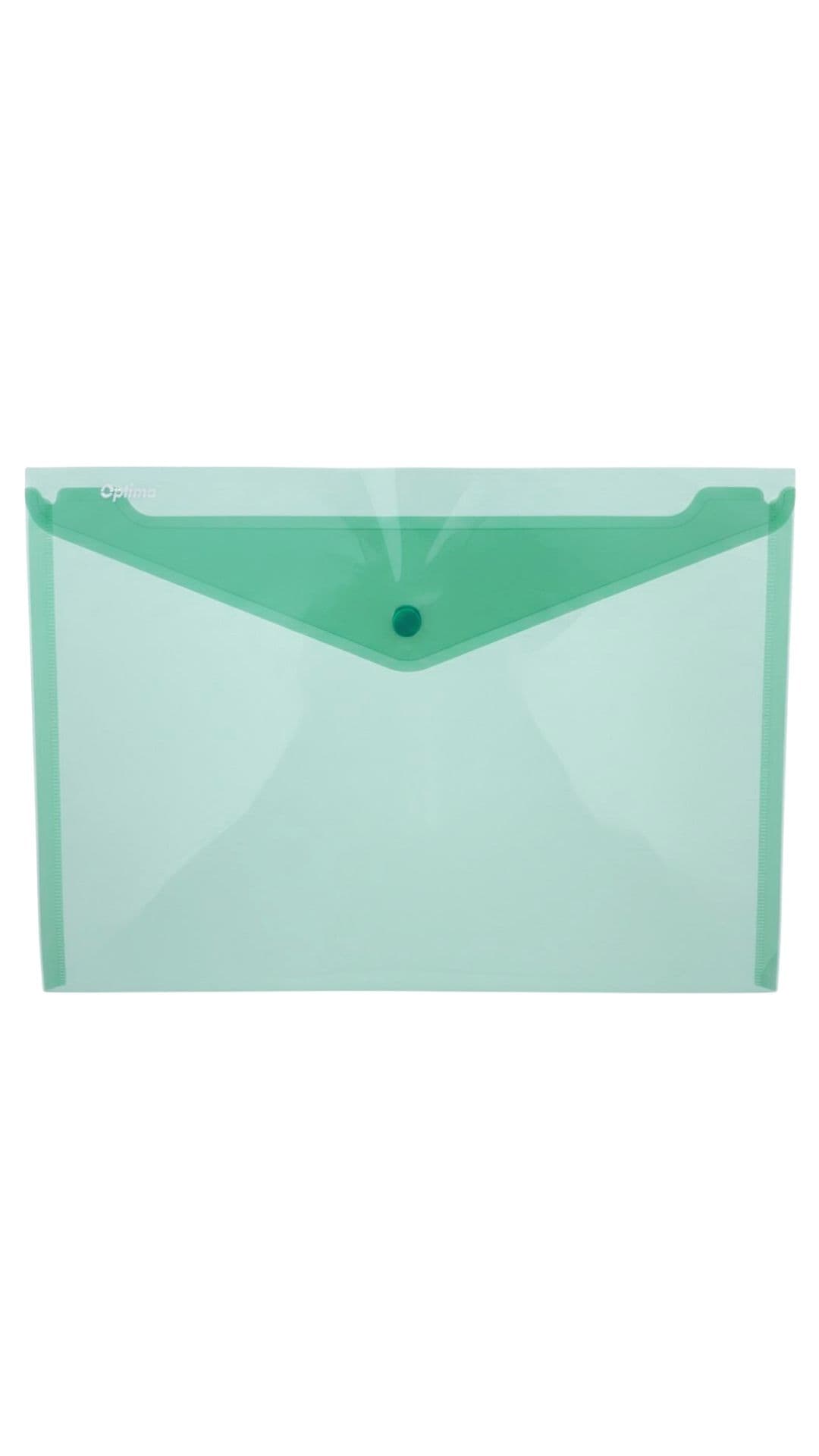 Mapa PP protectie documente A4 landscape, inchidere cu capsa, 10/set, Optima - verde transparent