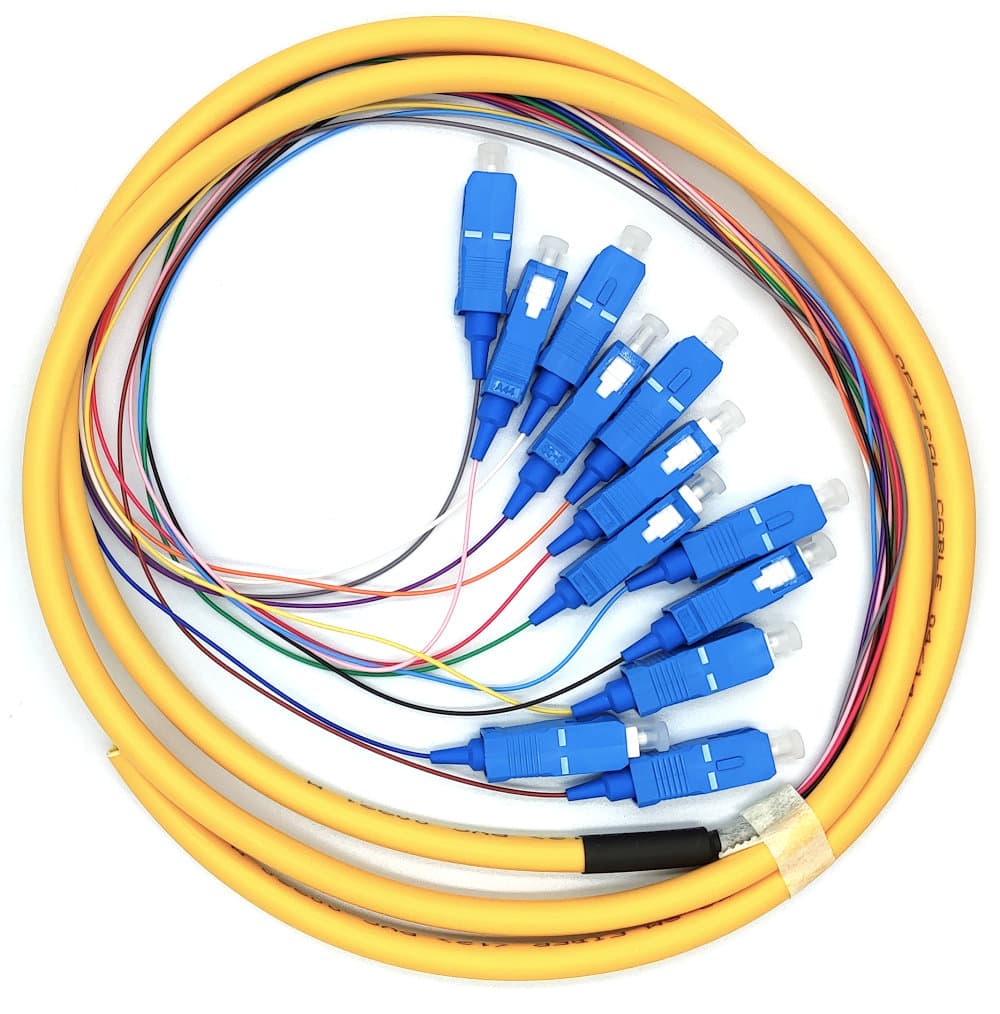 Pigtail optic Tuolima 12 fibre colorate SC/UPC 900µm 1.5m