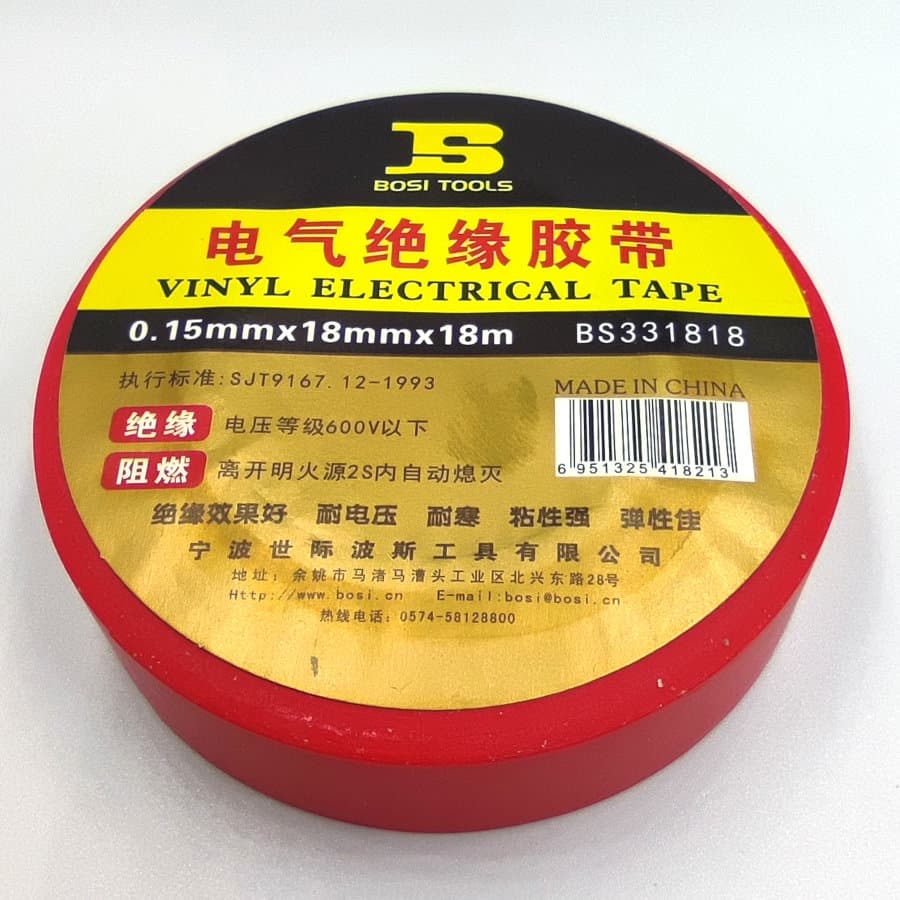 Bandă izolatoare Bosi Tools, roșie, 18 m (BS331818C)