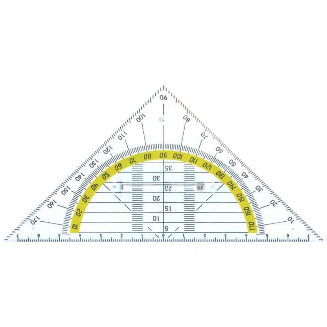 Echer 16 cm, cu raportor 180 grade, plastic transparent, ALCO