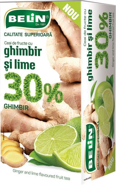 Ceai Belin fructe 30% ghimbir si lime, 20 pliculete