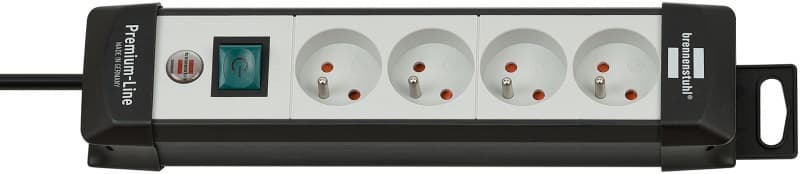 Prelungitor BRENNERSTUHL Premium, 4 prize cu impamantare, cablu 1.8 m, intrerupator - negru/gri