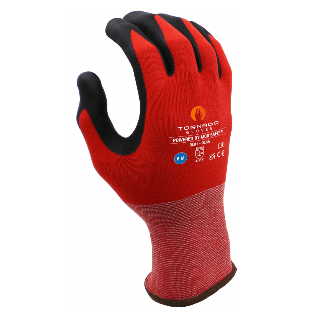 Manusi protectie, din nailon, spandex/nitril spumat, EN 388 (4121X), EN 420+A1, MCR Olba - marimea 1