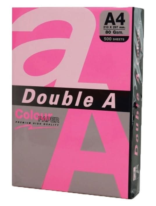 Hartie color pentru copiator A4, 75g/mp, 25coli/top, Double A - roz neon