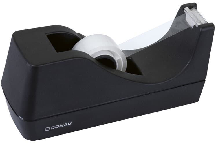 Dispenser de birou, pentru banda adeziva max.19mm latime, cu nisip, DONAU - negru