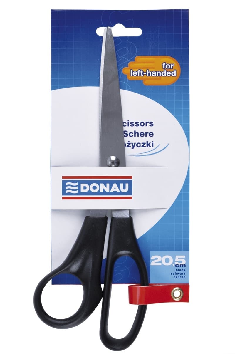 Foarfeca otel, ergonomica, 20.5cm, pentru stangaci, DONAU Classic - maner negru