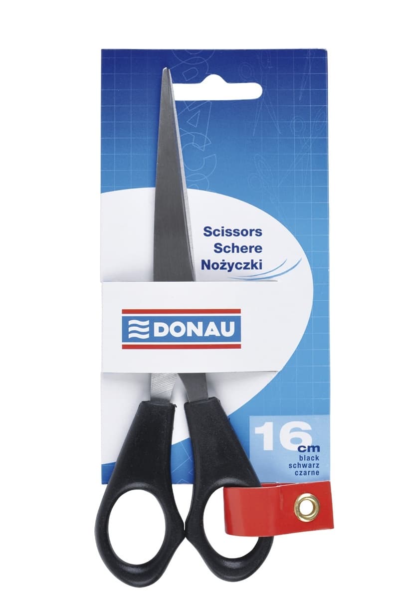 Foarfeca otel, ergonomica, 16cm, DONAU Classic- maner negru