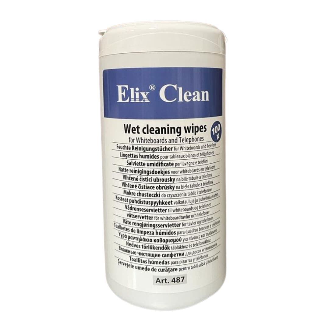 Servetele umede pentru curatare table albe pentru scris, 100/tub, ELIX Clean