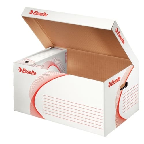 Container arhivare Esselte Standard, deschidere superioara, carton, 100% reciclat, FSC, alb
