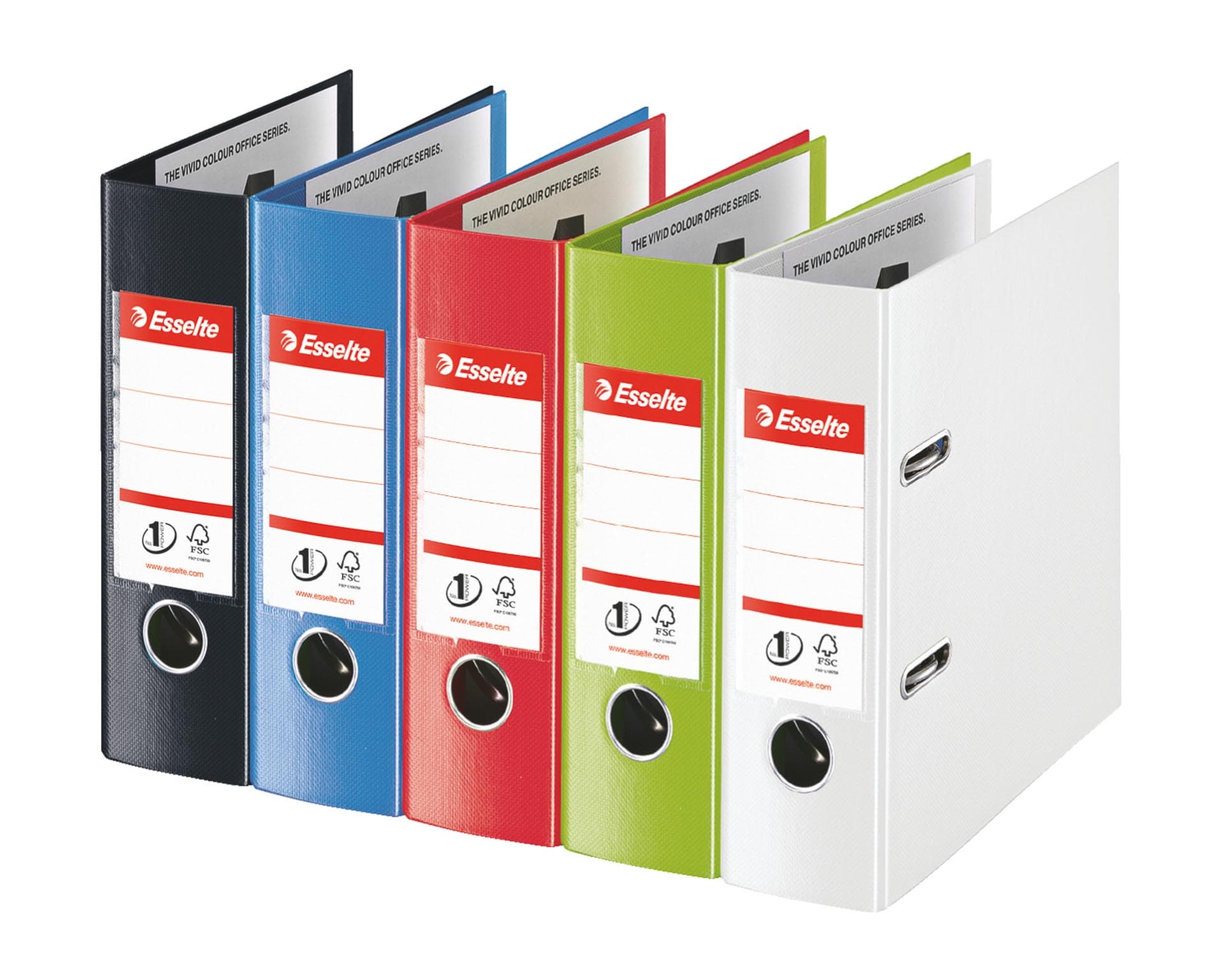 Biblioraft Esselte No.1 Power VIVIDA, PP/PP, partial reciclat, FSC, A5, 75 mm, alb