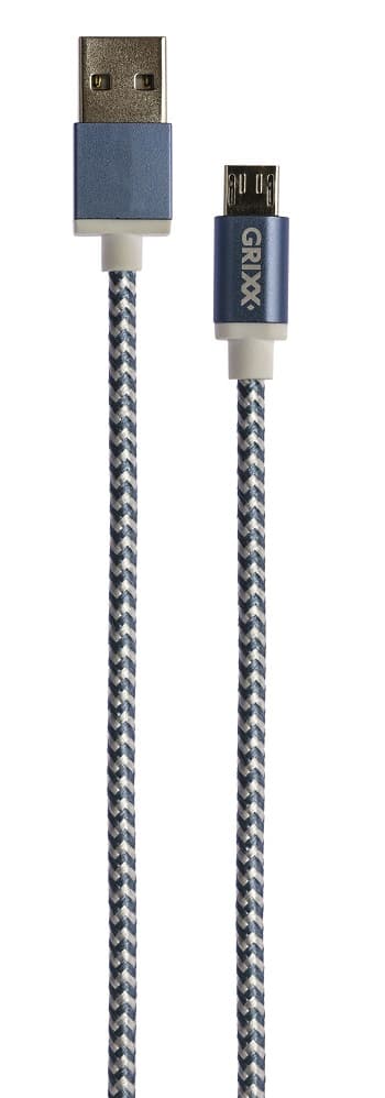 Cablu date GRIXX - Micro USB to USB, impletit, lungime 3m - albastru/alb