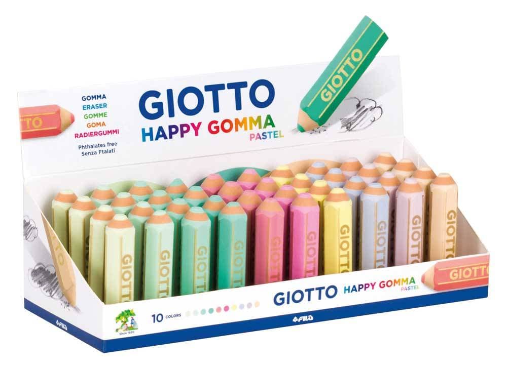Radiera in forma de creion colorat pastel, 65mm x D15mm, GIOTTO Happy Gomma