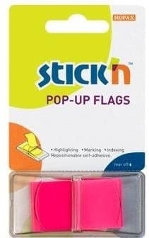 Film index autoadeziv 45 x 25mm, 50 file/set, cu dispenser, Stick"n Pop-up - magenta