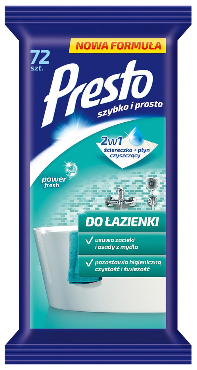 Servetele umede pentru bai (obiecte ceramice), 72 buc/pachet, Presto - efect de stralucire