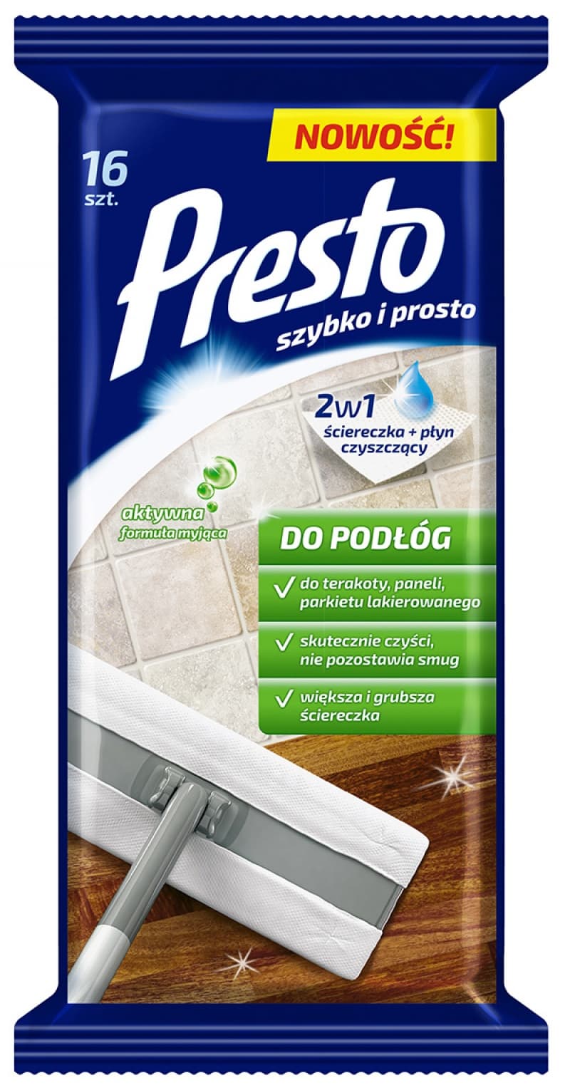 Servetele umede pentru toate tipurile de pardoseli, 16 buc/pachet, Presto