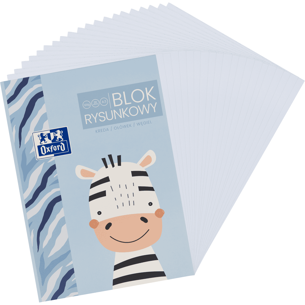BLOC DESEN OXFORD KIDS A3, 20 FILE, HARTIE 120 G/MP, MOTIV ZEBRA
