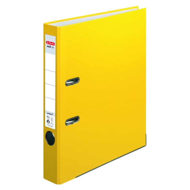 Biblioraft plastifiat 5 cm Herlitz A4-galben
