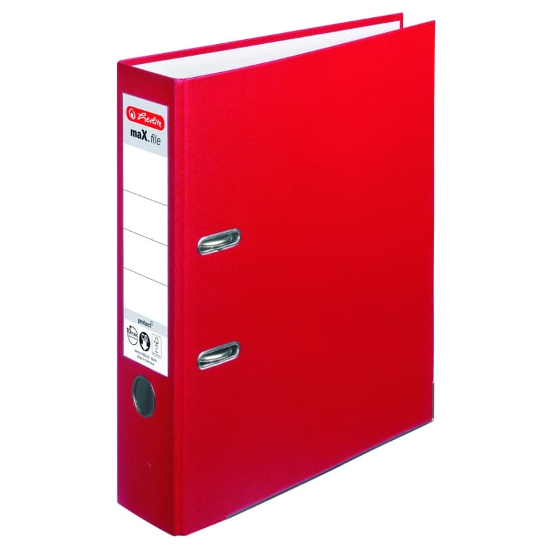 Biblioraft plastifiat 8 cm Herlitz A4- rosu