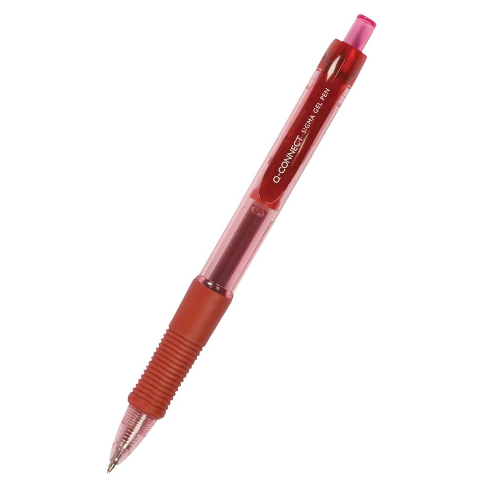 Pix cu gel, mecanism retractabil, rubber grip, 0.5 mm, Q-Connect - rosu