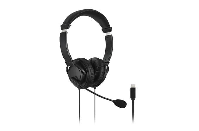 Casti Kensington, reglabile, microfon cu anulare sunet inclus, conexiune cablu USB-C 1.8 m, nergu