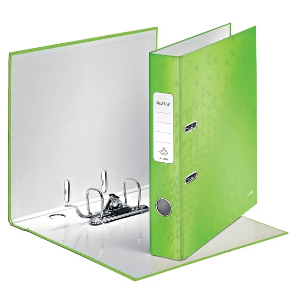 Biblioraft Leitz 180° WOW, carton laminat, partial reciclat, FSC, A4, 52 mm, verde