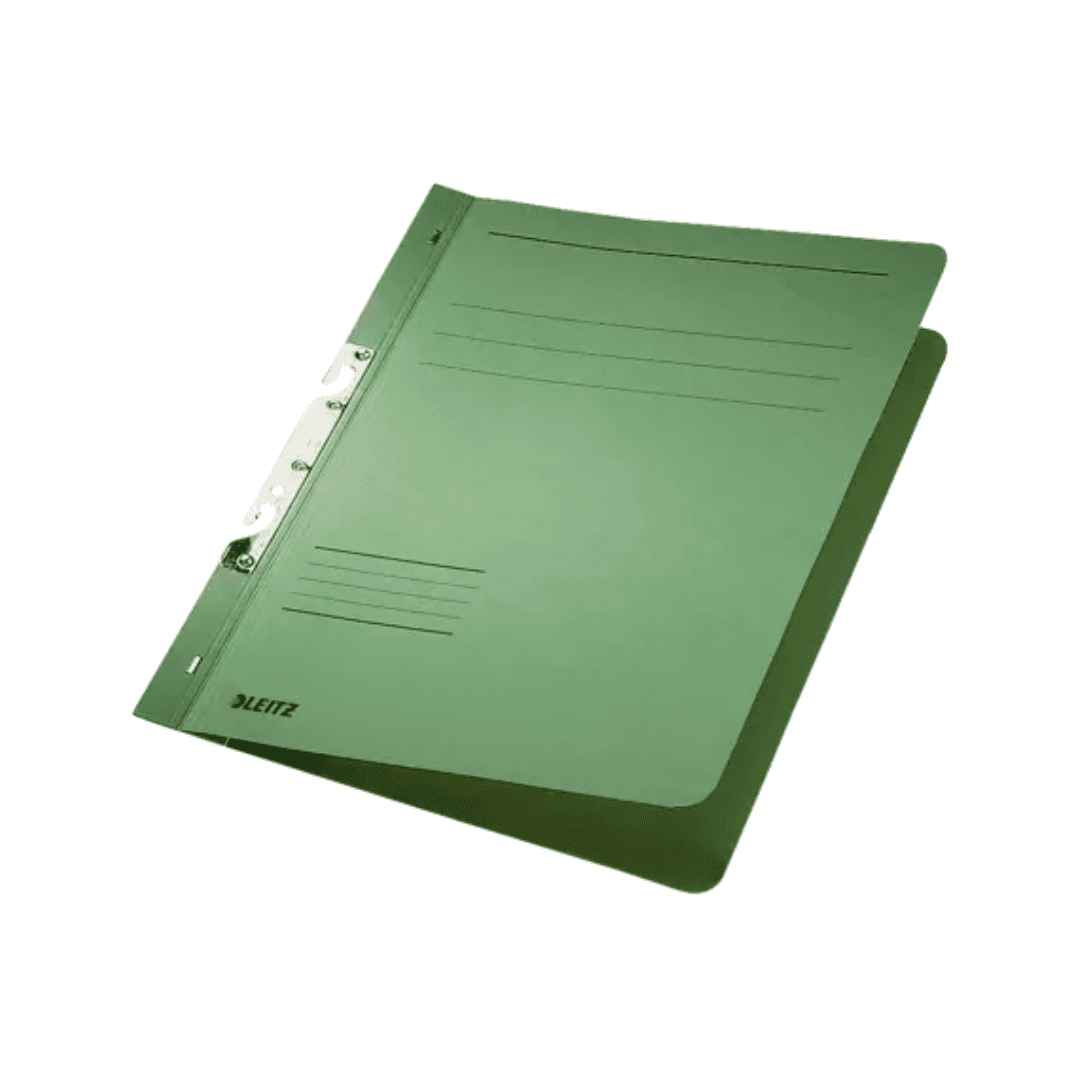 Dosar cu sina Leitz 1/1, carton, A4, incopciat, 170 coli, verde