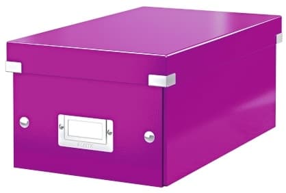 Cutie depozitare Leitz WOW Click & Store, carton laminat, pliabila, cu capac, 20x14x35 cm, mov