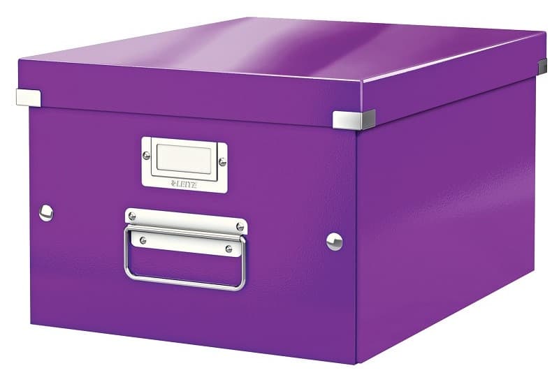 Cutie depozitare LEITZ WOW Click & Store, carton laminat, medie, mov
