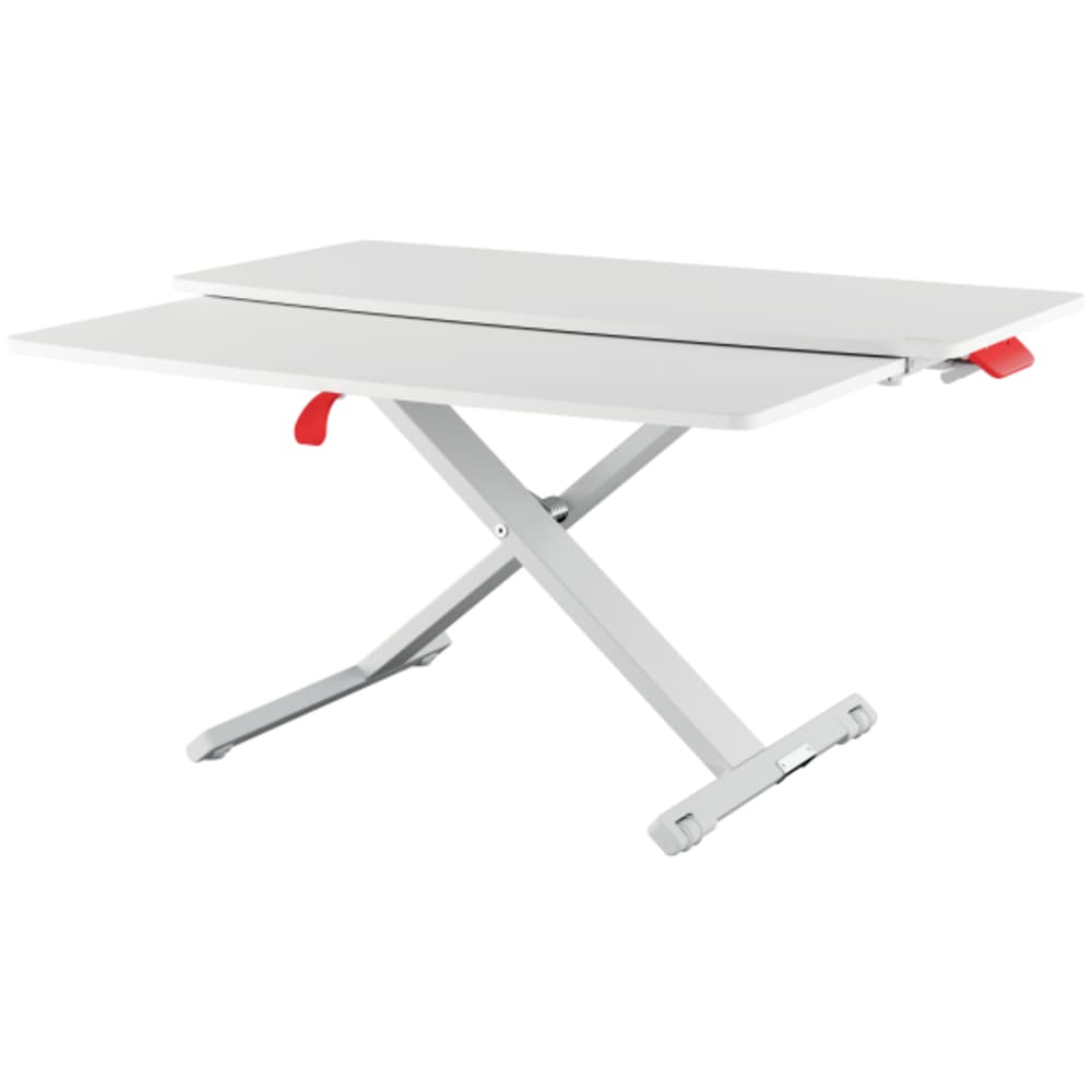 Statie de lucru ergonomica LEITZ Cosy, pozitie sezut/ in picioare, cu sertar pentru tastatura, gri deschis