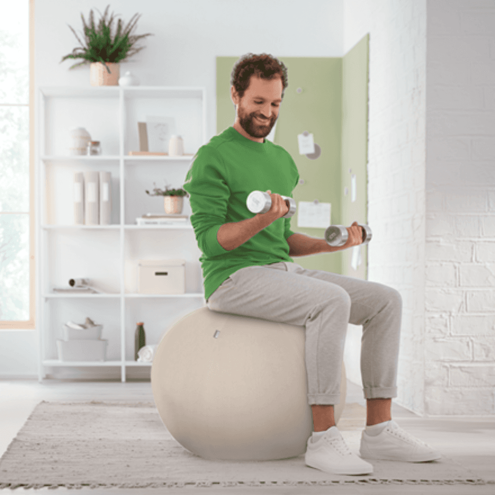Minge ergonomica LEITZ Ergo, pentru sezut sau fitness, cu functie de oprire, 55 cm, gri-pastel