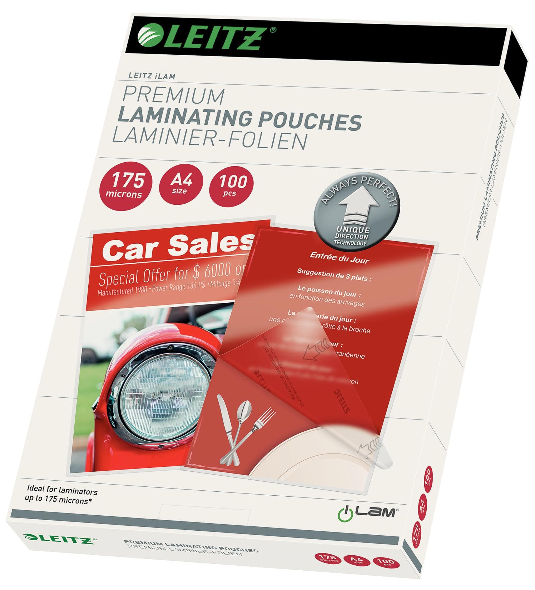 Folie laminare LEITZ UDT, la cald, A4, 175 mic, 100 buc/ set