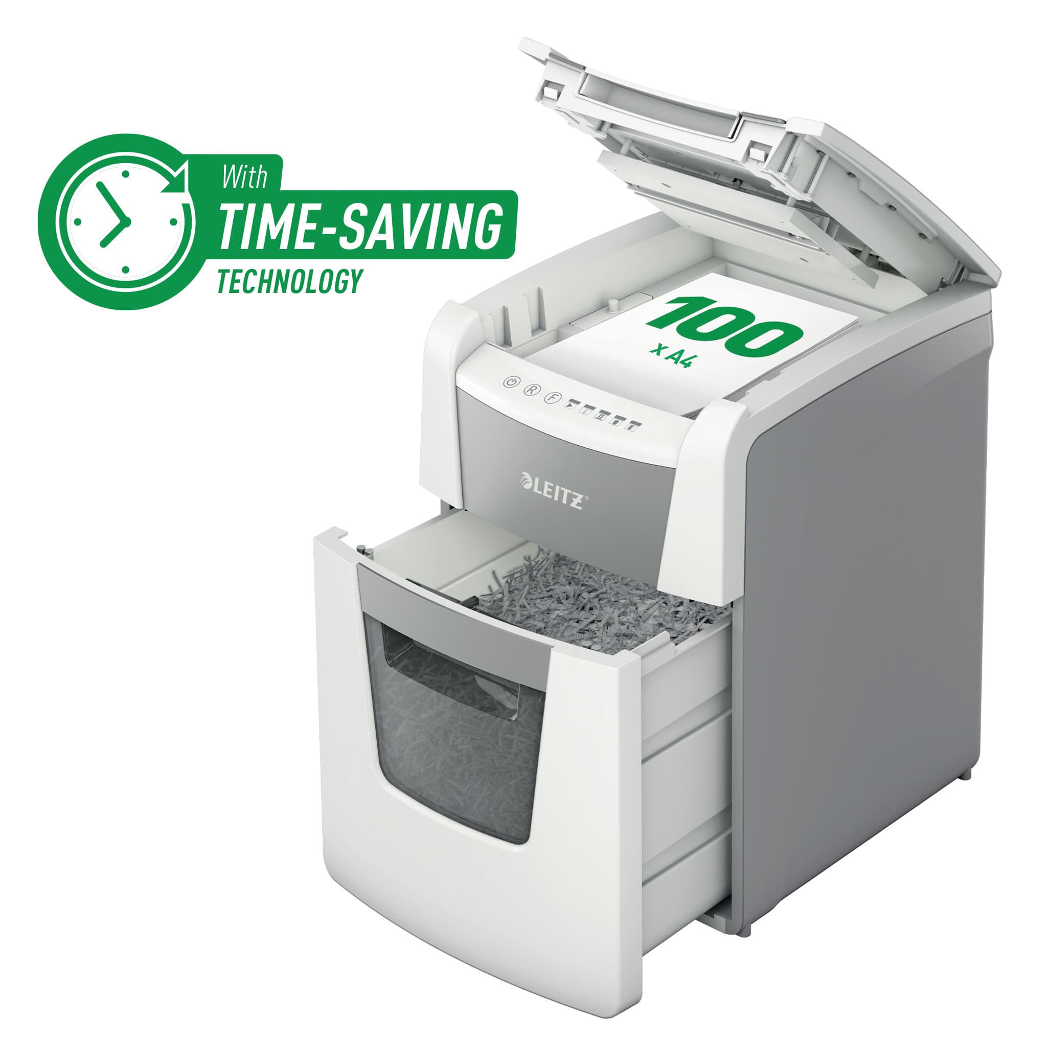 Distrugator documente automat LEITZ IQ Small Office, P5, micro-cut (particule), 100 coli, cos 34l, a